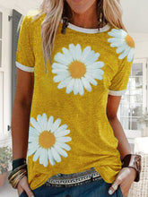 Load image into Gallery viewer, Casual slim sunflower print T-shirt for women
