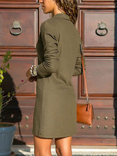 Load image into Gallery viewer, Vestido de manga larga con cuello en V de color sólido para mujer
