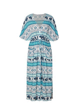 Load image into Gallery viewer, Vestidos sueltos con cuello en V y estampado floral bohemio
