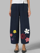 Load image into Gallery viewer, Cotton and linen casual pants with elastic waist for women, plus size
