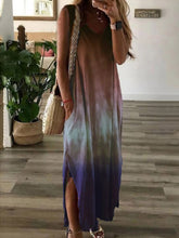 Load image into Gallery viewer, Vestido feminino solto e confortável com decote em V sem mangas gravata
