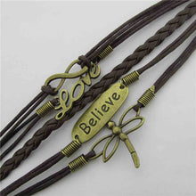Load image into Gallery viewer, Vintage Believe LOVE Carta Libélula Handweb Pulsera
