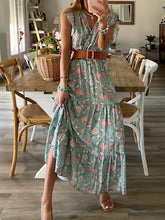 Load image into Gallery viewer, Vestido feminino com estampa floral com decote em V
