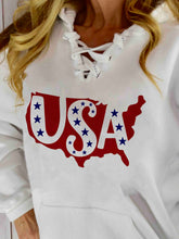 Load image into Gallery viewer, Women's USA Star Print Pocket Strip Hoodie
