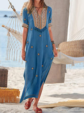 Load image into Gallery viewer, Vestido largo con paneles de borlas y estampado bohemio
