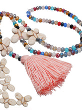 Load image into Gallery viewer, Colar de vidro multicolorido com pompom boho
