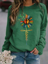 Load image into Gallery viewer, Jesus Sunflower Cross Color Print Women's Sweatshirt
