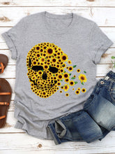 Load image into Gallery viewer, Sunflower Skull Print Women's T-shirt
