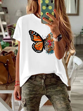 Load image into Gallery viewer, Women's Round Neck Butterfly Loose T-Shirt
