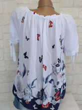 Load image into Gallery viewer, Women's Butterfly Print Half Sleeve Shirt
