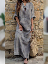 Load image into Gallery viewer, Vestido plus size de algodão e linho com bolso
