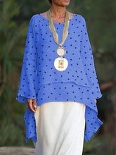 Load image into Gallery viewer, Women's Polka Dot Linen Double Layer Irregular Hem Vintage Shirt
