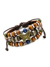 Load image into Gallery viewer, Pulsera de cuero de mariposa con cuentas de múltiples capas para mujer
