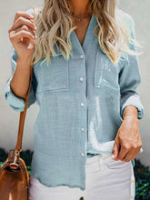 Load image into Gallery viewer, Camisa feminina de mangas compridas de algodão e linho
