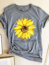 Load image into Gallery viewer, Sunflower round neck T-shirt with short sleeves sparkling sun flower
