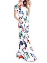 Load image into Gallery viewer, Casual Round Neck Pocket Floral Dress
