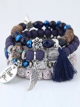 Load image into Gallery viewer, Ladies Ethnic Wind Angel Wings Round Card Letters Multilayer Elastic Tassel Bracelet
