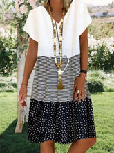 Load image into Gallery viewer, Printed V-neck Short Sleeve Women's Dress

