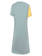 Load image into Gallery viewer, Vestido curto tricolor de algodão e linho com decote em V
