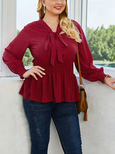Load image into Gallery viewer, Plus Size Bow Elastic Waist Blouse
