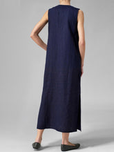 Load image into Gallery viewer, Women's sleeveless V-neck cotton and linen dress
