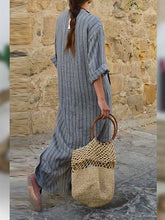 Load image into Gallery viewer, Vestido plus size de algodão e linho com bolso
