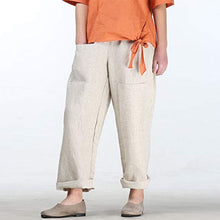 Load image into Gallery viewer, Irregular hemp pants with pockets
