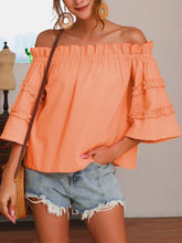 Load image into Gallery viewer, Camiseta feminina com mangas largas em renda de algodão e linho
