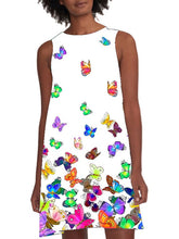 Load image into Gallery viewer, Vestido amplio sin mangas con estampado de mariposas de colores
