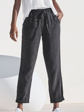 Load image into Gallery viewer, Calça de linho com cintura elástica para mulher
