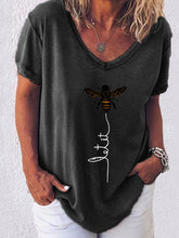 Load image into Gallery viewer, Breathable short-sleeved cotton T-shirt with Little Bee Let it print
