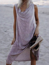 Load image into Gallery viewer, Vestido feminino com gola de veludo de linho e algodão

