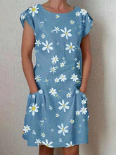 Load image into Gallery viewer, Vestido feminino de manga curta com estampa margarida
