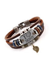 Load image into Gallery viewer, Pulseira unissex vintage de couro com miçangas - Eu amo JUSES
