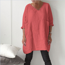 Load image into Gallery viewer, Women's Cotton Short Sleeve Loose Midi Dress
