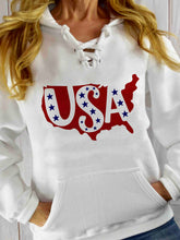 Load image into Gallery viewer, Women's USA Star Print Pocket Strip Hoodie
