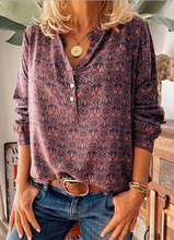 Load image into Gallery viewer, Casual Vintage Print High Neck T-Shirt for Women
