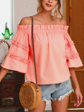 Load image into Gallery viewer, Camiseta feminina com mangas largas em renda de algodão e linho
