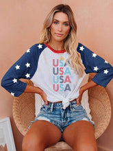 Load image into Gallery viewer, Top feminino com estampa estrela em contraste de manga comprida
