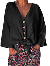 Load image into Gallery viewer, Long-sleeved cotton and linen T-shirt
