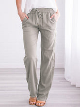 Load image into Gallery viewer, Pantalón casual de algodón y lino de gran tamaño para mujer
