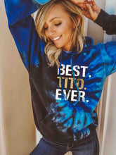 Load image into Gallery viewer, BEST TITO EVER Blue hoodie with tie-dye pocket for women
