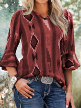 Load image into Gallery viewer, Blusa feminina estampada vintage com meia manga comprida
