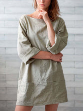 Load image into Gallery viewer, Women's Long Sleeve Cotton Linen Dress
