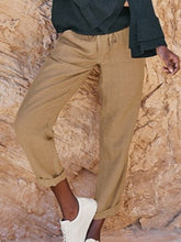 Load image into Gallery viewer, Calça de linho com cintura elástica para mulher
