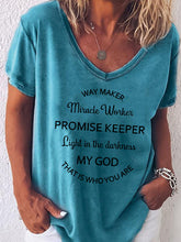Load image into Gallery viewer, Camiseta de manga corta para mujer Way Maker Miracle Worker Promise Keeper Light In The Darkness Meu Deus Que É Quem Você É
