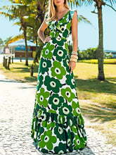 Load image into Gallery viewer, Vestido longo estampado feminino com decote halter
