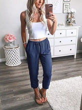 Load image into Gallery viewer, Shorts soltos de algodão liso feminino
