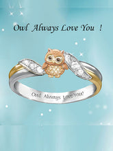 Load image into Gallery viewer, Anel de diamante animal de desenho animado de dois tons
