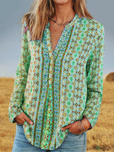 Load image into Gallery viewer, Blusa de manga larga con estampado boho de gran tamaño vintage
